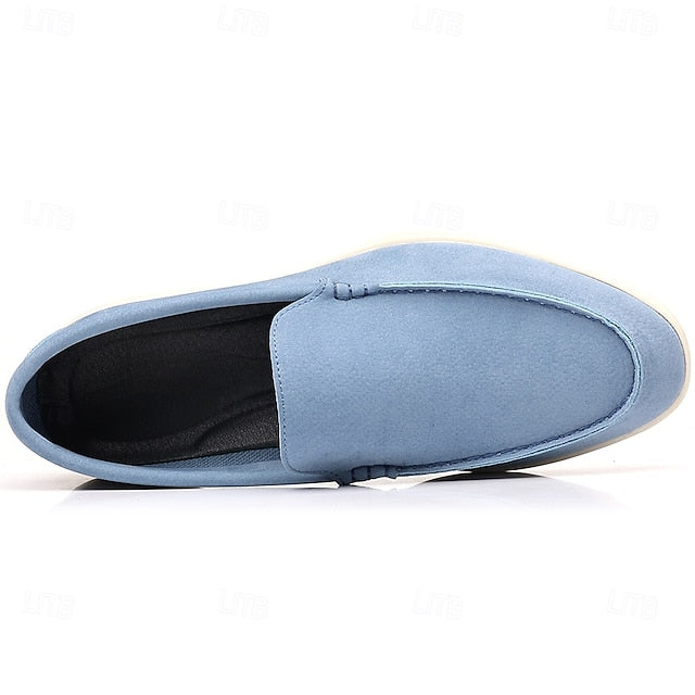 Breathable Men's Loafers Blue Faux Light – Casual Slip-On