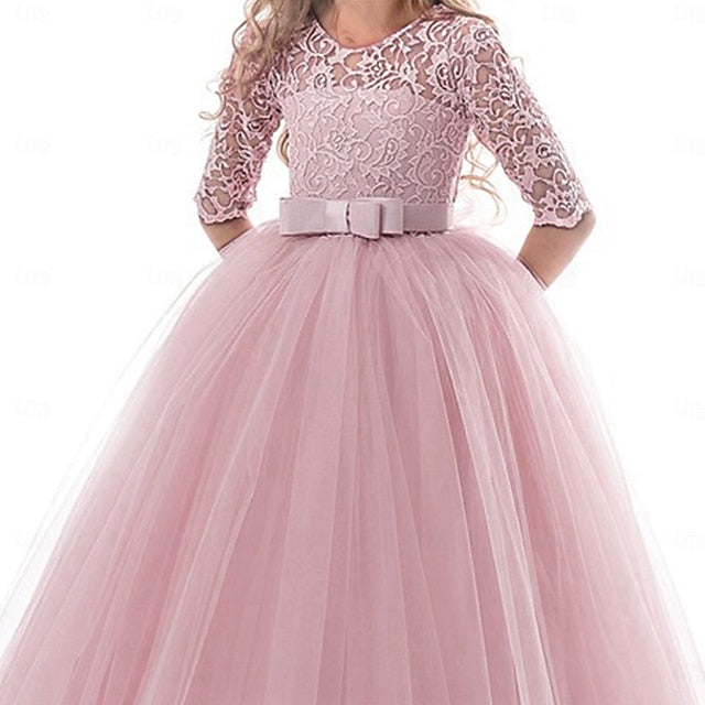 Girl Flower Dress Kids Colored Girls' Solid Wedding