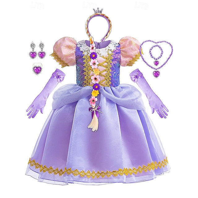 Flower Sofia Party Princess Rapunzel Dress Girl Theme Fairytale