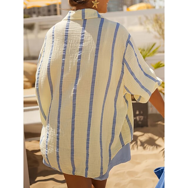 Women's Summer Shirt Casual Shirt Blouse Ruched Buttons