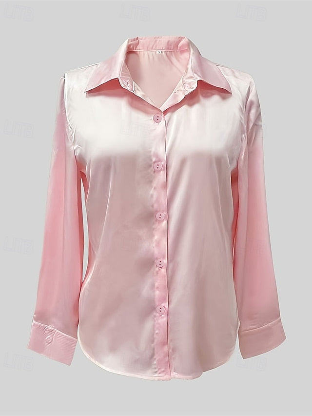Women's Shirt Elegant Satin Top Summer Tops Ruched