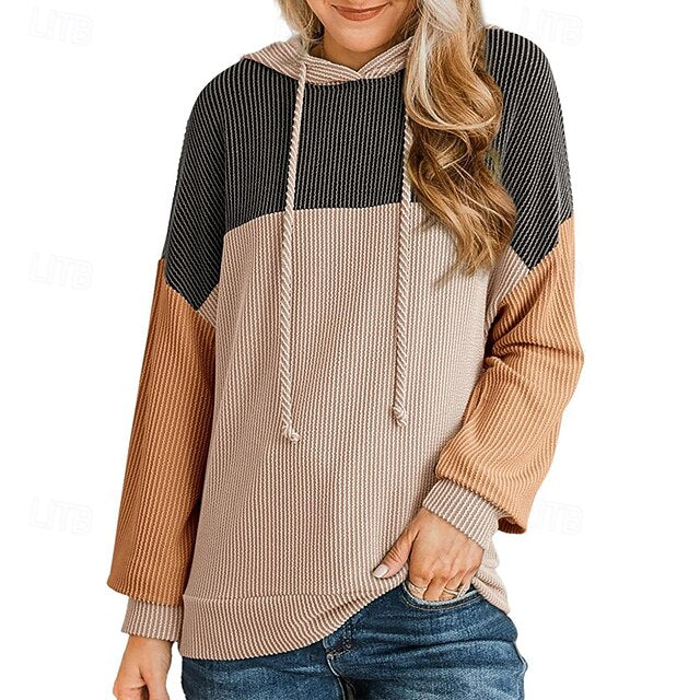 Women's Pullover Sweatshirt Casual Hoodies Drawstring Long