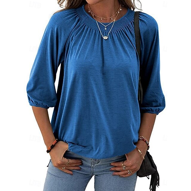 Women's T Shirt Plain Fashion Modern Casual 3/4 Length