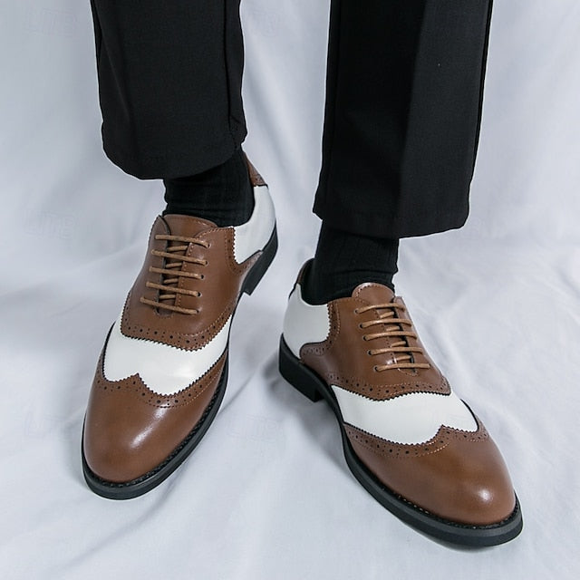 Brogue Shoes White in Wingtip Two-Tone Oxford Men's and