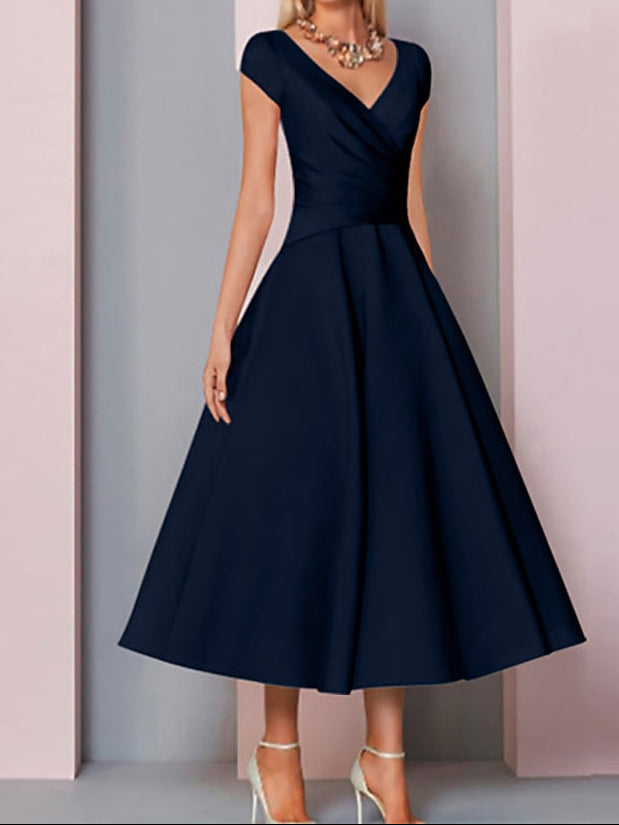 Neck Wedding A-Line of Bride Dress Guest the Elegant V Mother