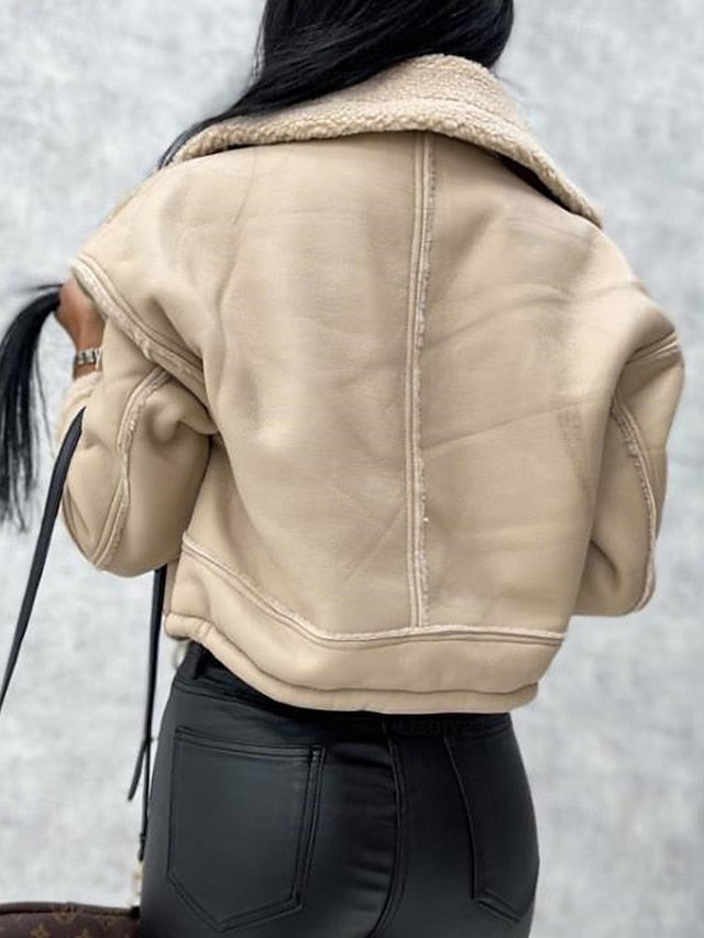 Warm Jacket Leather Buttons Comfortable Faux Women's Pocket