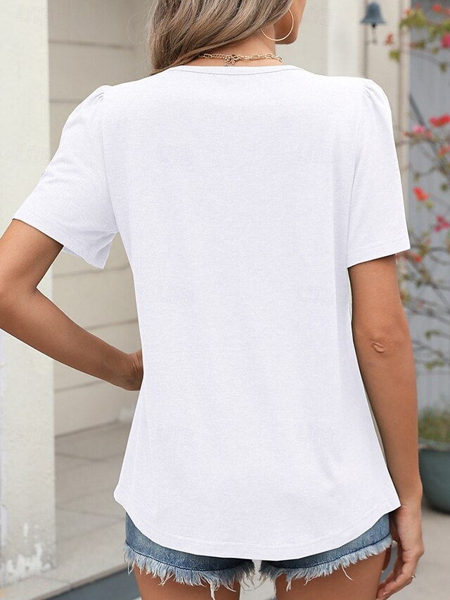 Women's T Shirt Tee Top Ruched Plain Fashion Stylish