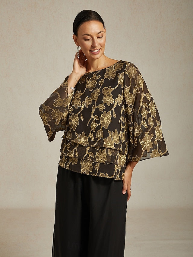 Women's Blouse Chiffon Tops Lace Floral Elegant Stylish