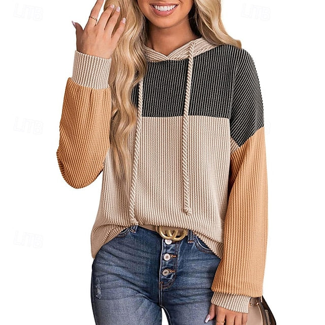 Women's Pullover Sweatshirt Casual Hoodies Drawstring Long