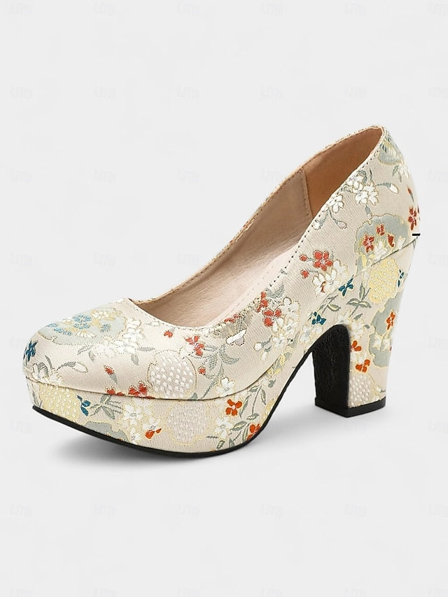 – Printed Block Heel - Pumps Floral Women's Platform