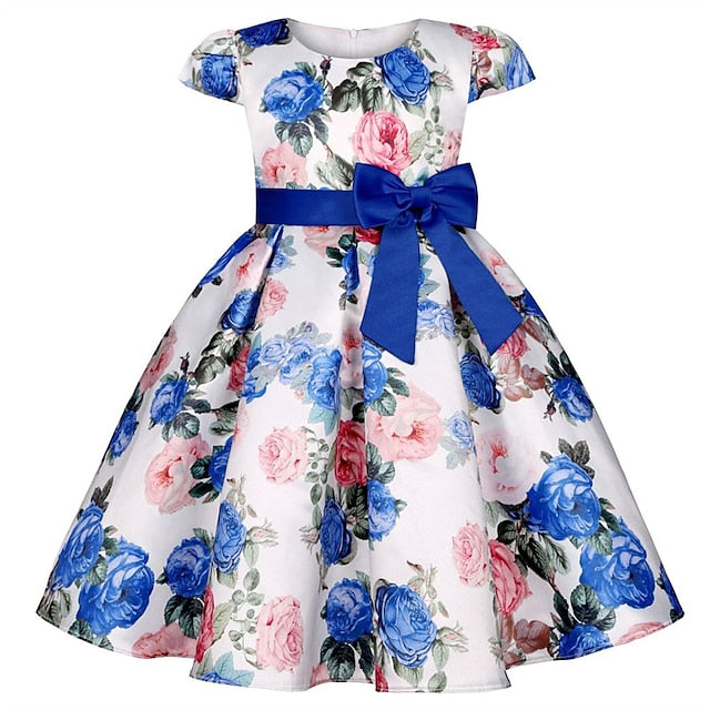 Short Flower Kids Floral Party Sleeve Dress Girls'