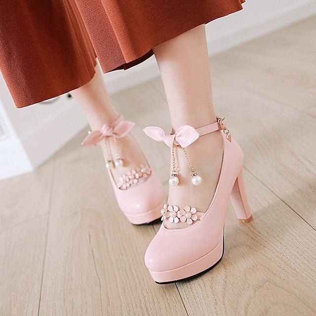 �?Platform White Girls' Jane Wedding Mary Elegant Heels
