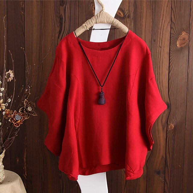 Women's T Shirt Blouse Plain Vintage Streetwear Half Sleeve