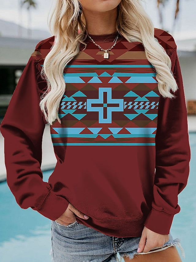 Women's Sweatshirt Pullover Geometric Aztecs Street Casual