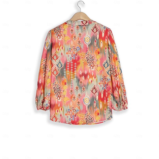 Women's Shirt Basic Buttons Print Long Sleeve Regular Tops