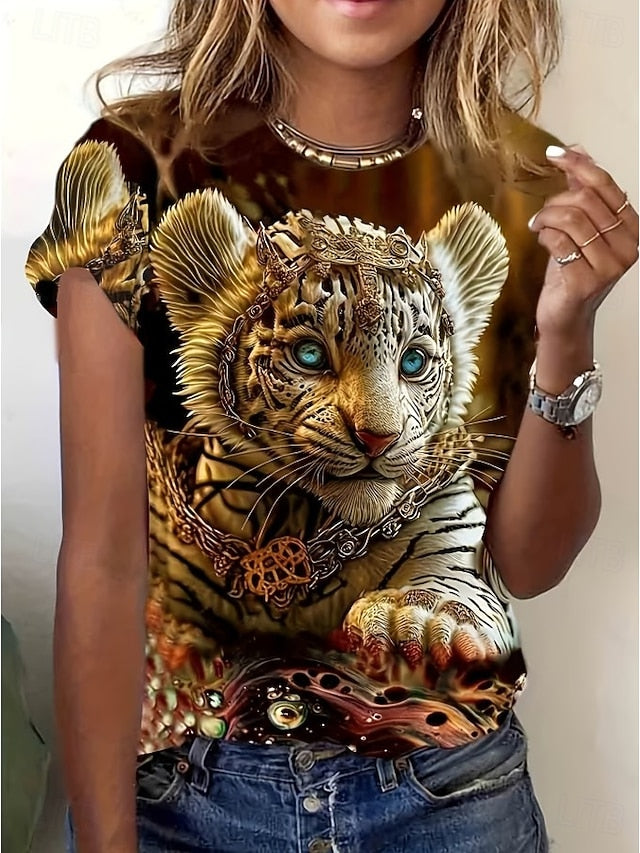 Women's T Shirt Print Graphic Animal Leopard Vintage