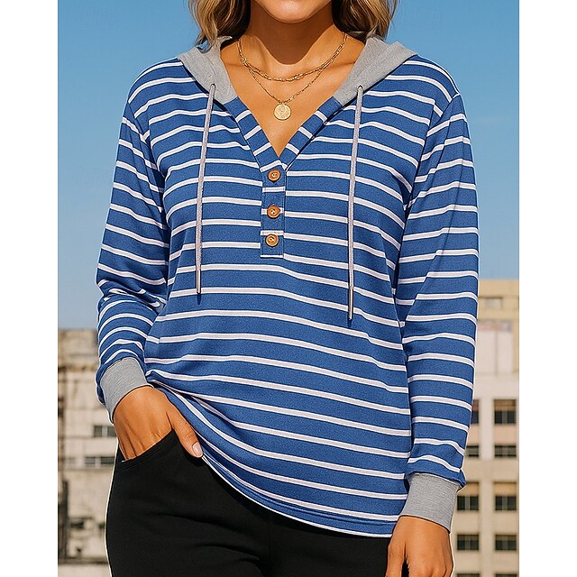 Women's Pullover Sweatshirt Casual Tops Drawstring Long