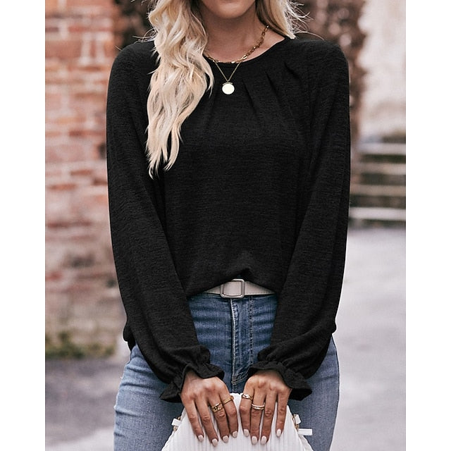 Women's Pullover Shirt Casual Tops Long Sleeve Top