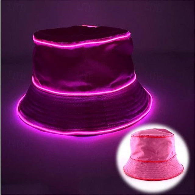LED Luminous Fisherman Hat Men and Women Solid Color Flat Top