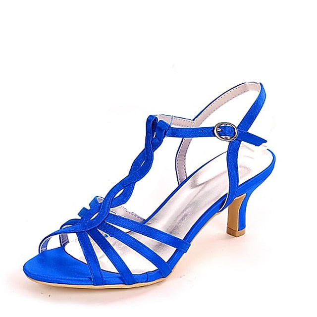 Elegant Purple Sandals Mid-Heel Strappy Satin Women's –