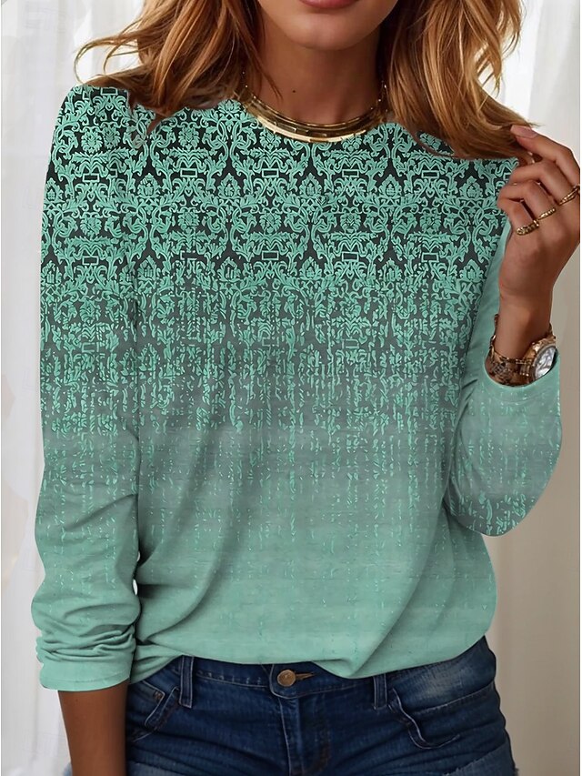 Women's T shirt Long Sleeve Crew Neck Long Sleeve Tunic