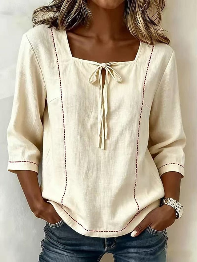 Women's Shirt Blouse Plain Striped Stylish Classic Modern