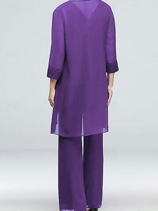 Neck Mother Piece Elegant Crew the Vintage 3 of Dress Bride