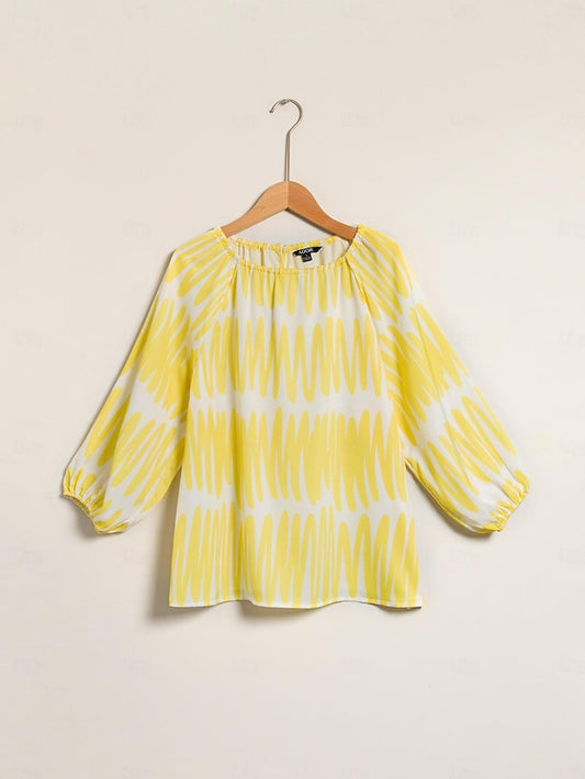 Satin Puff Sleeve Hollow Out Raglan Shirt