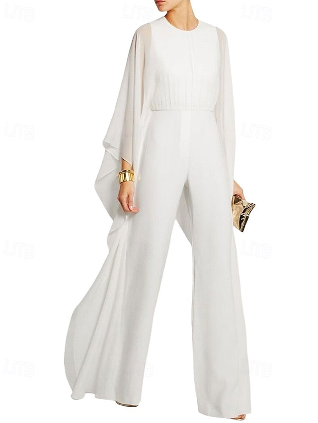 Jumpsuit Elegant Mother Simple Cape Dress of Bride the
