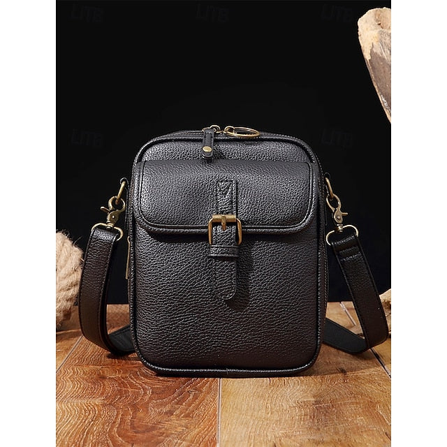 Tasche vorne braun mit Kunstleder Vintage Damen Crossbody