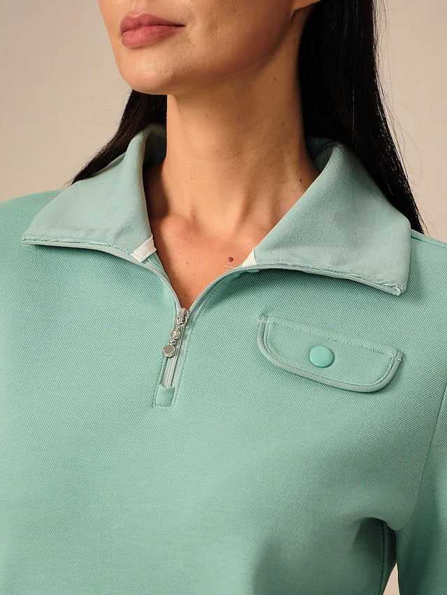 Women's Golf Pullover Sweatshirt Mint Green Long Sleeve Top