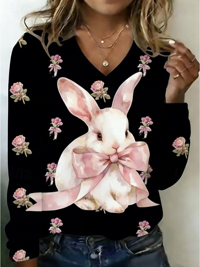 Easter Women's T Shirt Print Graphic Animal Geometric