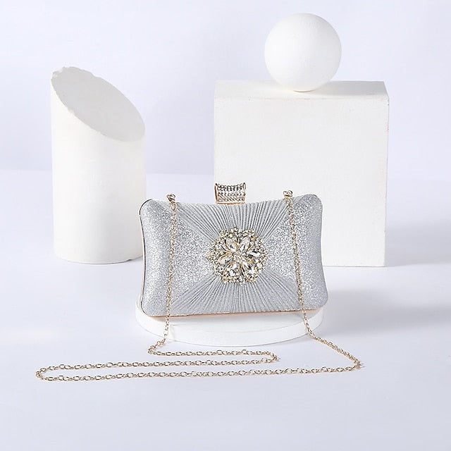 Strap Gold Bag Chain with Clutch Women's Rhinestone Elegant
