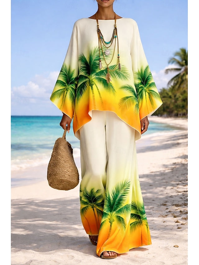 Women's Pants Sets Bolero 3/4 Length Sleeve Round Neck