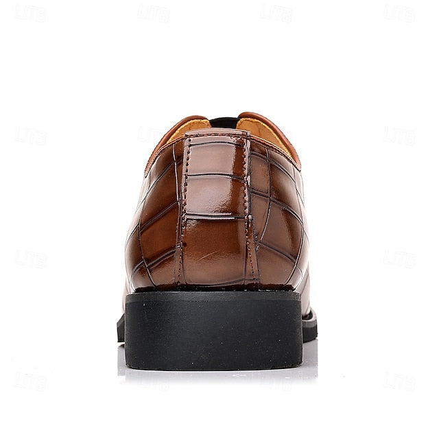 Burgundy Shoes Men's – Pattern Crocodile Slip-On