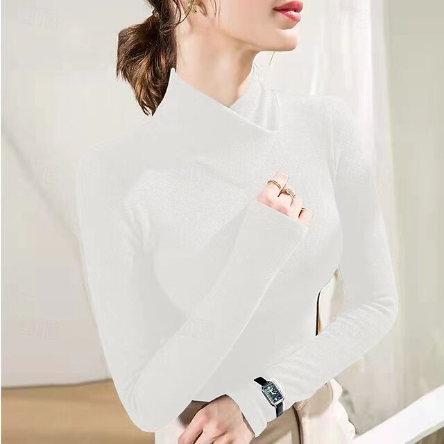 Women's Tight Tops Solid Color Plain Elegant Stylish