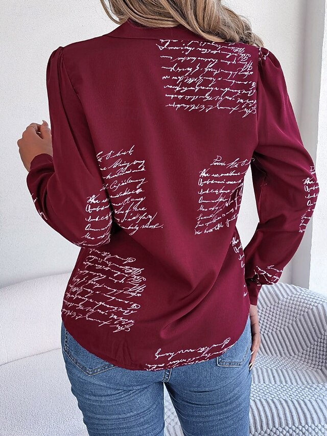 Women's Shirt Button Down Shirt Casual Shirt Buttons Letter