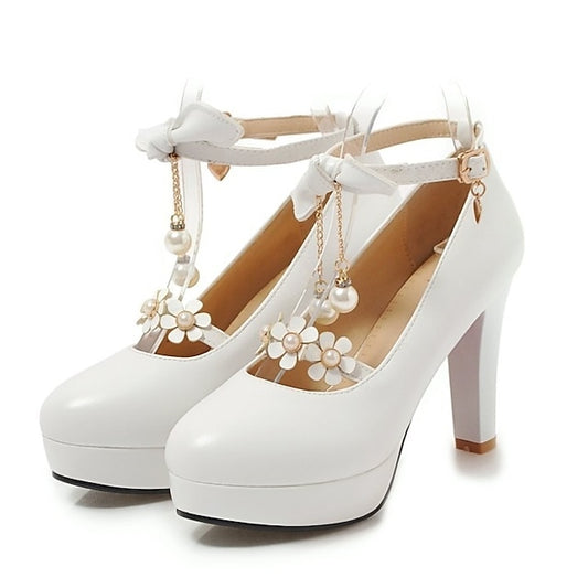 �?Platform White Girls' Jane Wedding Mary Elegant Heels