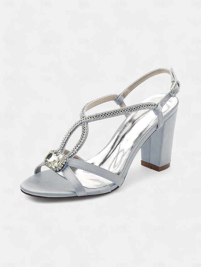 Sandals Elegant – Satin Rhinestone Royal Women's Blue