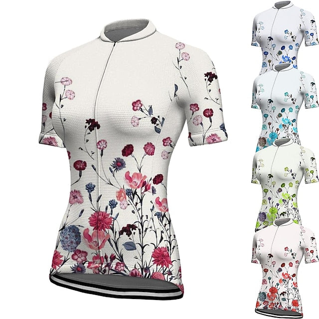 Women's Cycling Jersey Floral Botanical Short Sleeve Bike