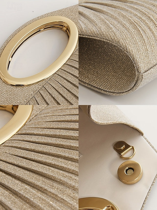 Evening Clutch Handle Bag with Gold Women's Glitter