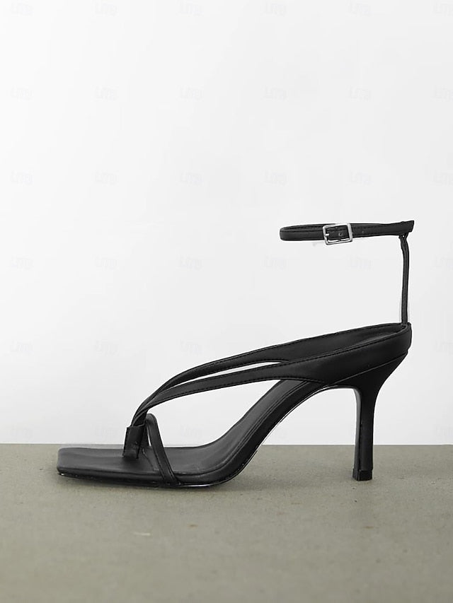 White Elegant Women's Stiletto Sandals Strappy –