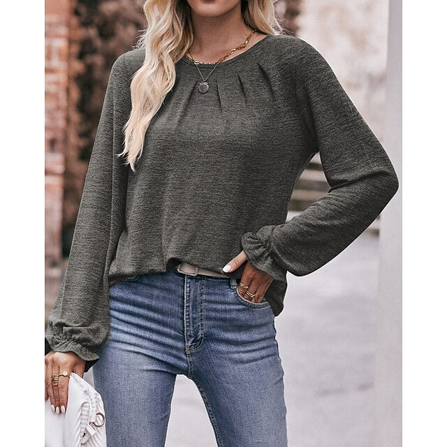 Women's Pullover Shirt Casual Tops Long Sleeve Top