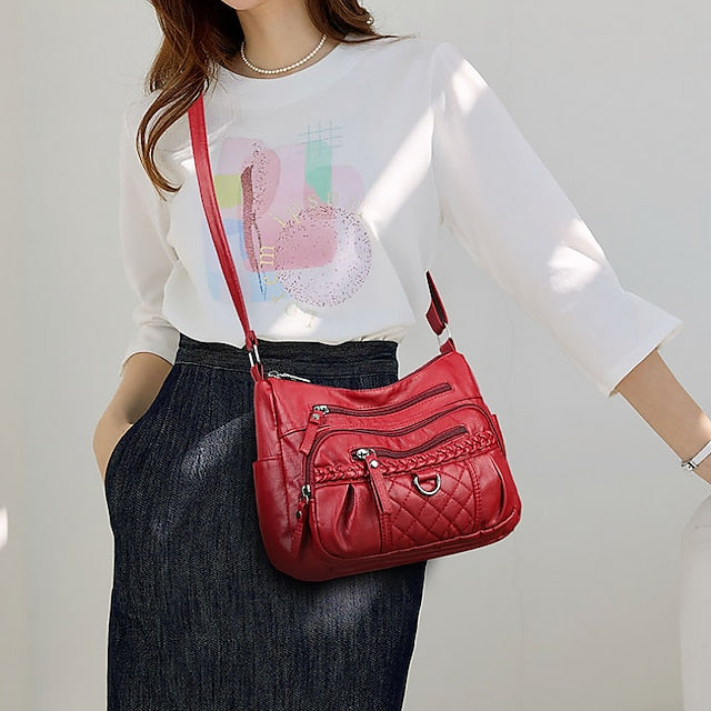 PU Damen Schultertasche Leder Crossbody Hobo