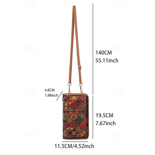 Sac bohème vintage pour femme avec bandoulière réglable pour téléphone