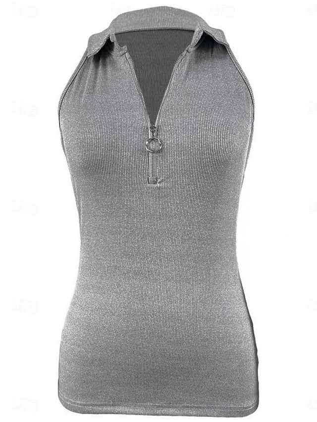 Women's Camisole Tank Top Zipper Solid Color Modern Casual