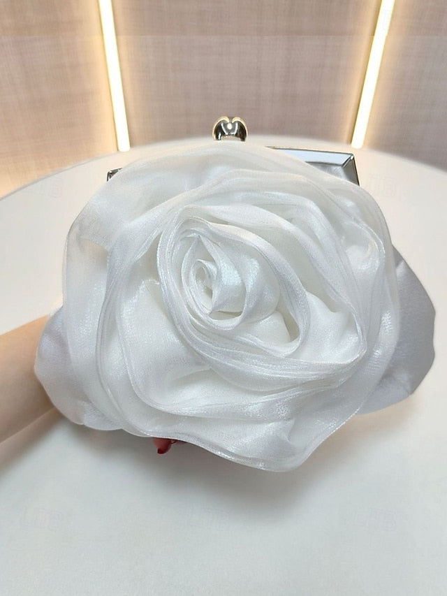 – Flower Satin Purse Elegant Women's Clutch Rose Evening
