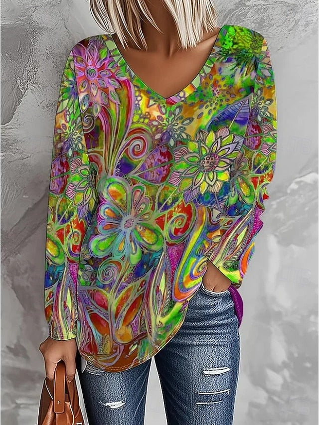Women's T Shirt Print Graphic Abstract Vintage Fashion