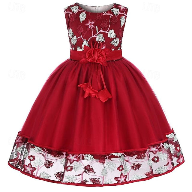 Party Dress Girl 3D Sleeveless Flower Girls'