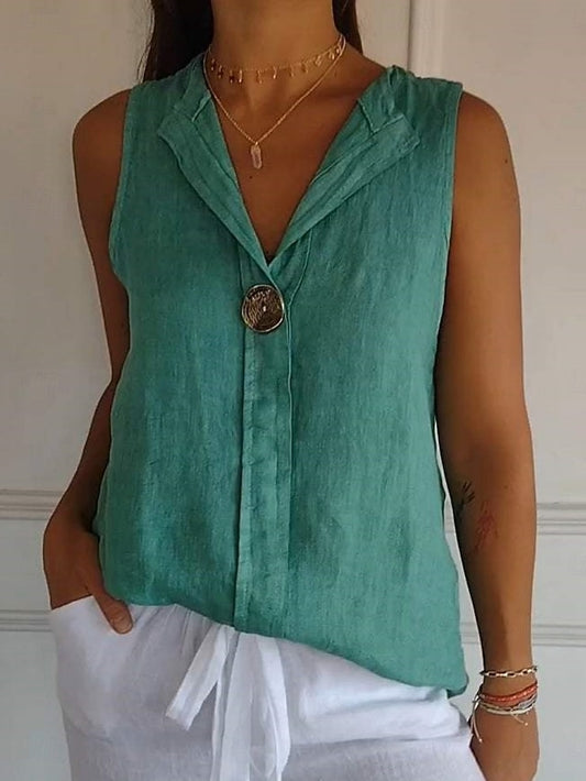 Women's Shirt Cotton Linen Shirts Blouse Faux Cotton Linen